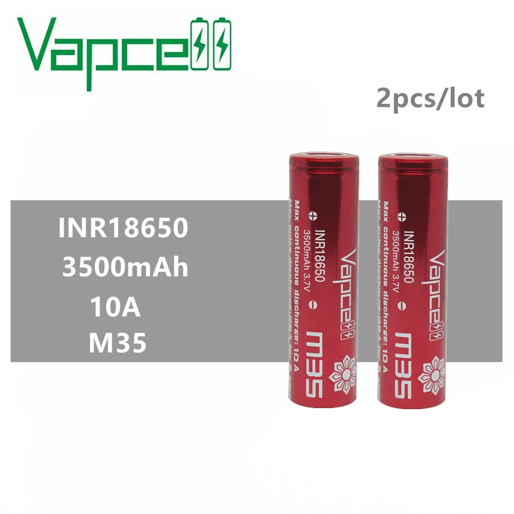 2pcs original Vapcell 18650 battery 3500mAh 10A / 25A Rewrapped M35 3.7V li-ion rechargeable for box mod E-CIG smoke | Электроника