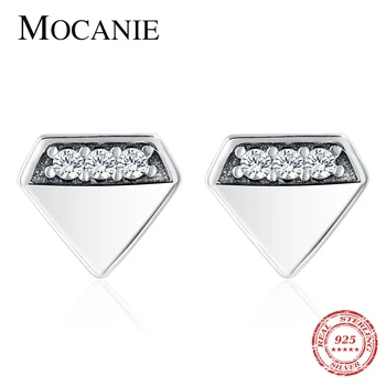 

Mocanie Hight Quality 925 Sterling Silver Clear CZ Diamond Shape Stud Earring for Women Simple Ear Pin Fine Jewelry Accessories