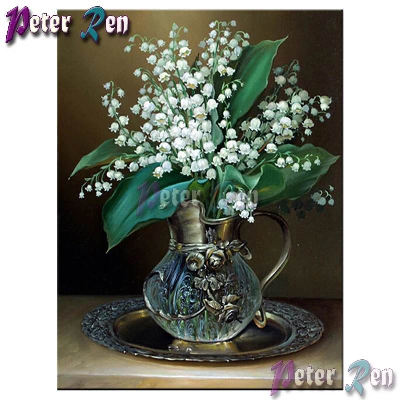

5d Diamond painting White flower vase Diy full Square/round Rhinestones cross stitch embroidery picture Handmade home decoration