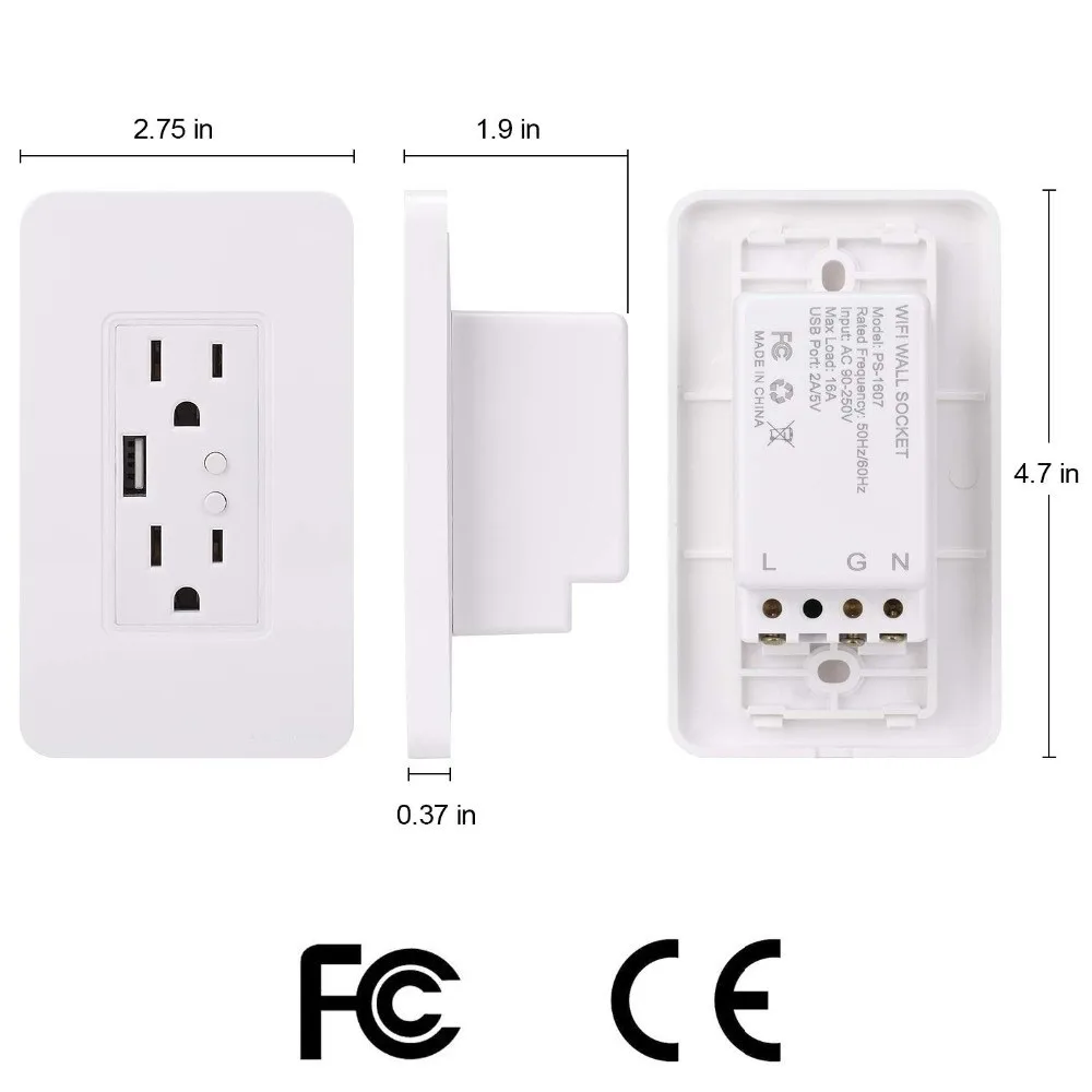 Usb-розетки с двумя разъемами для смартфона с дистанционным управлением, usb-порт, совместимый с IFTTT Alexa Google Home US Plug