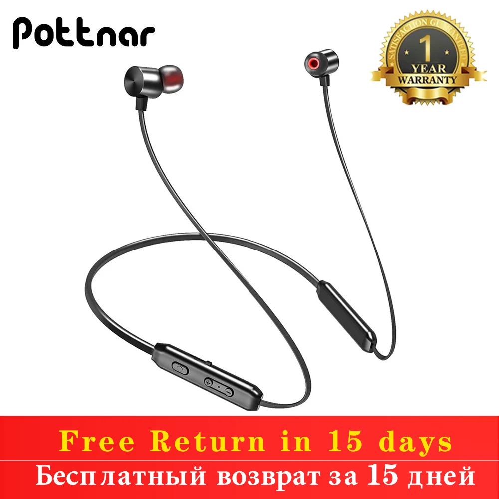 Pottnar Новые магнитные наушники с басами спортивные Bluetooth 10H гарнитура CVC8.0