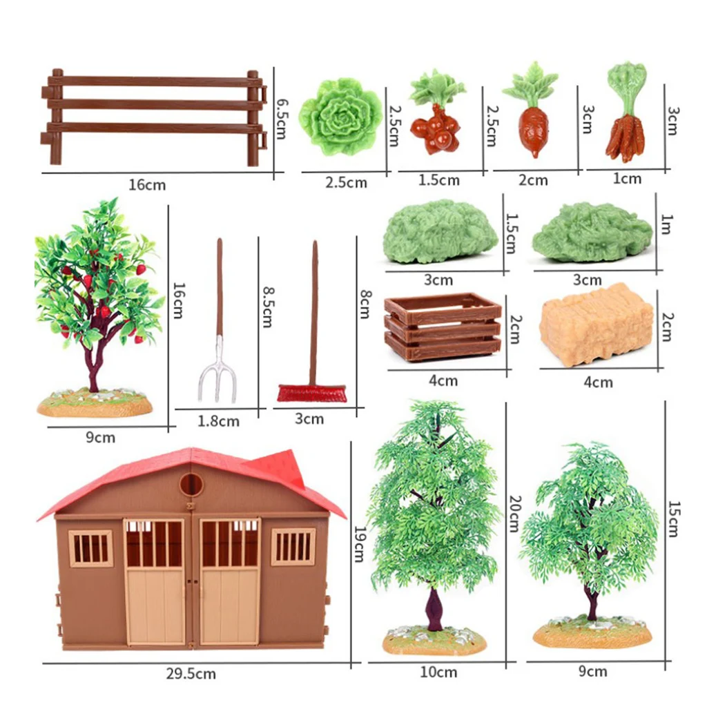 Realistic Lifelike Farm and House Model Craftsmanship House Animal Figures Playset Home Decor 5