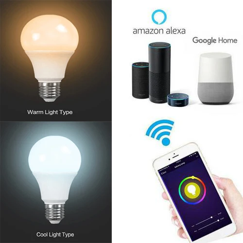

806LM 9W E26/27 Dimmable WiFi Smart LED Light Bulb Intelligent Wake-Up Lights Remote Controller Work With Alexa Google EWeLink