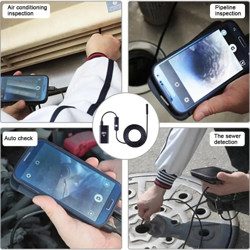 1-5 м 6LED Wifi эндоскоп Водонепроницаемая Инспекционная камера для iPhone Android IO