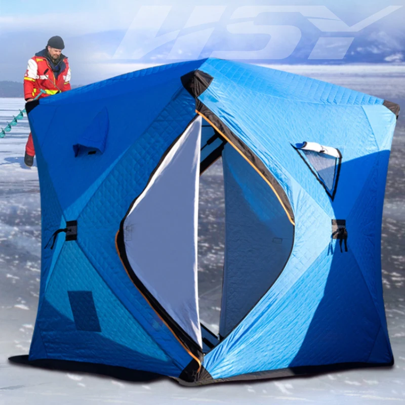 Cotton Warm Winter Ice Fishing Tent Three Layers 34 Person Outdoor
