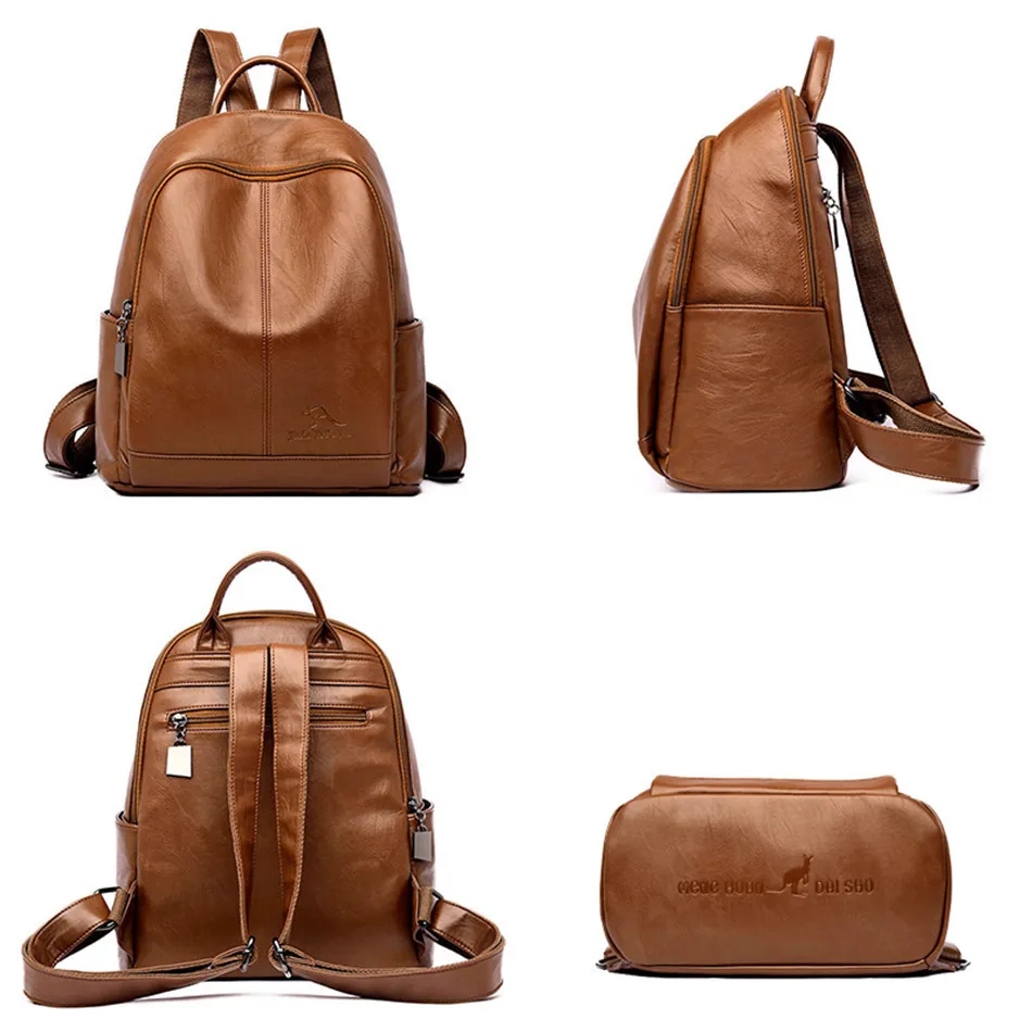 Новые женские кожаные рюкзаки, женская сумка на плечо, женская сумка, винтажная школьная сумка для девочек, рюкзак для путешествий, mochilas