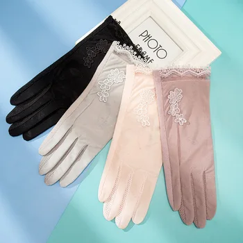 

Women Summer Outdoor Touch Screen Thin Ice Silk Sunscreen Lady Gloves Anti Ultraviolet Bowknot Anti-skid Riding Gloves Driving