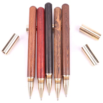 

5 Pcs/Lot Wood with Brass Ball Roller Pens 0.5Mm Ink Ballpoint Pen for Writing
