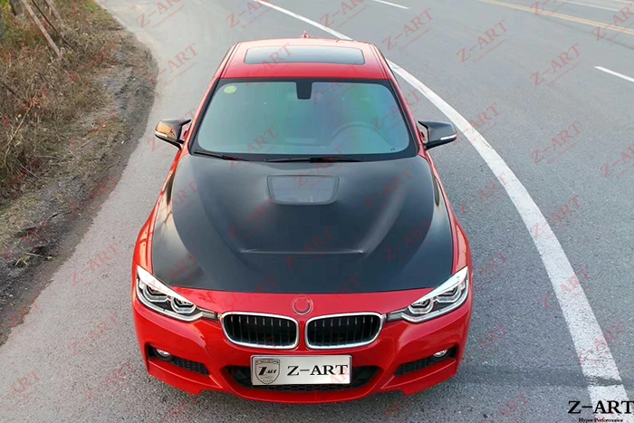 Z-ART прозрачный двигателя бонет для BMW F30 F31 F32 F33 F34 F36 углеродное волокно крышка 3