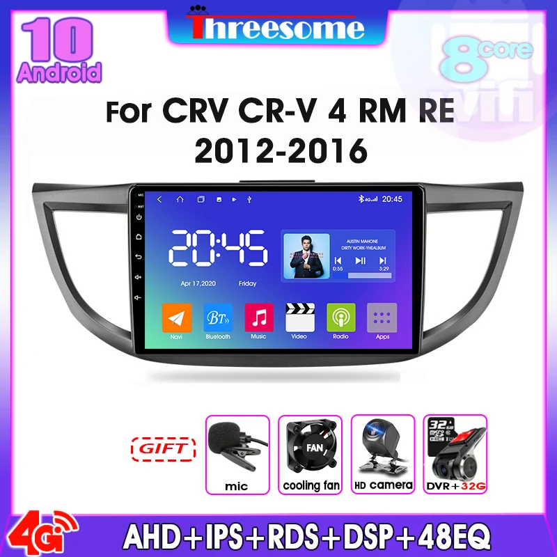 

10" Android 10.0 4G+64G Car Radio Multimedia Video Player GPS Navigation Split Screen For Honda CRV CR-V 4 RM RE 2012-2016 2Din