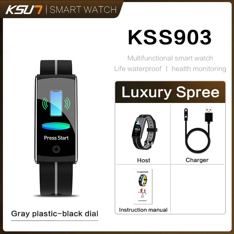KSUN KSS903 умный браслет с монитором сердечного ритма ЭКГ кровяное давление IP68 фитнес-трекер Wrisatband Смарт-часы - Цвет: KSS903-B