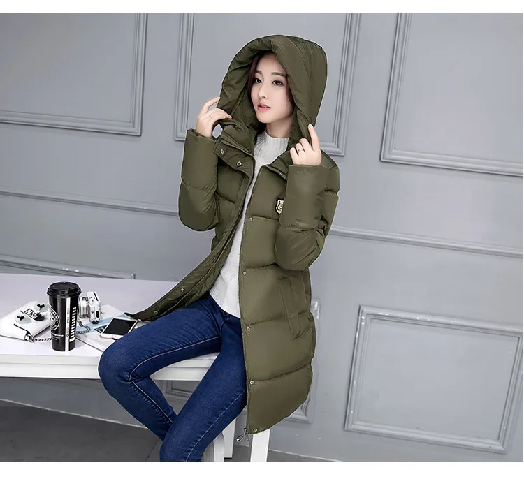 Зимний стиль, пуховик, хлопковая стеганая одежда, женская одежда средней длины в Корейском стиле, облегающая хлопковая стеганая одежда, плотная одежда для студентов