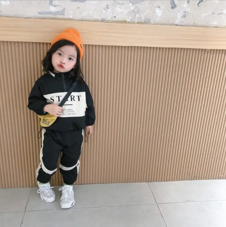 new girls boys 2 pcs thicken set coat+long pants fashion winter cotton kids suit 2-7t HH409 - Цвет: Черный