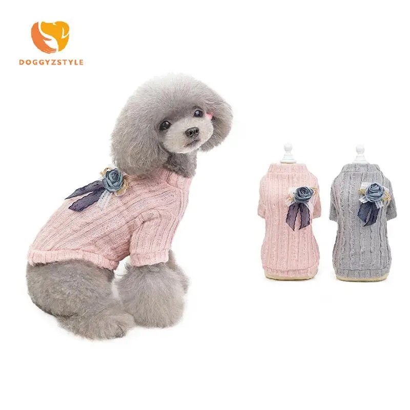 

Winter Dog Sweater Pink Sweet Princess Dog Clothes Warm Coat Jacket For Puppy Cats Chihuahua Bulldog Cute Pet Clothing