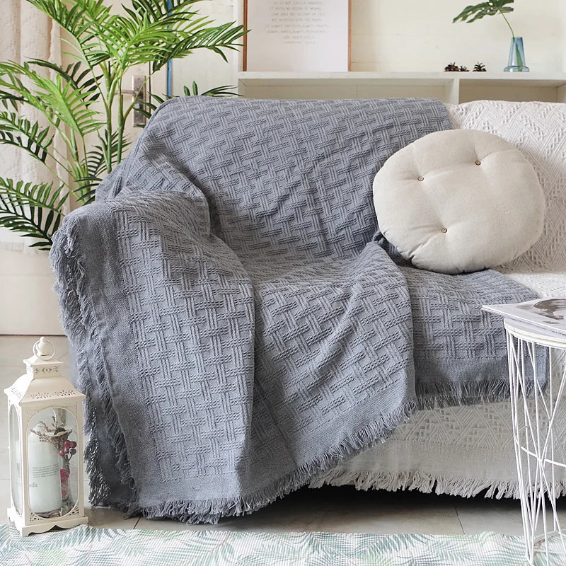 

High Quality Cotton Knitted Decorative Sofa Blanket Thread Blanket for Beds Soft Bed Vintage Home Decor Tapestry