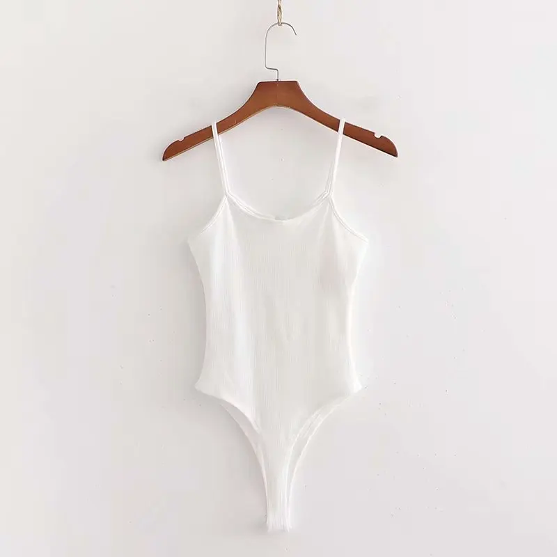 Candy-color Rib Knit Bodysuit Women Spaghetti Strap Sexy Tops Summer Playsuit Body mujer XDWM2957