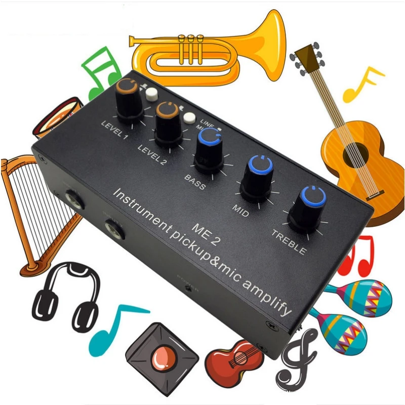 surround sound amplifier 6.5mm Dynamic Microphone Audio Amplifier Tone Board Volume Controller For Musical Instrument Guitar Violin Pickup AMP BASS antenna amplifier