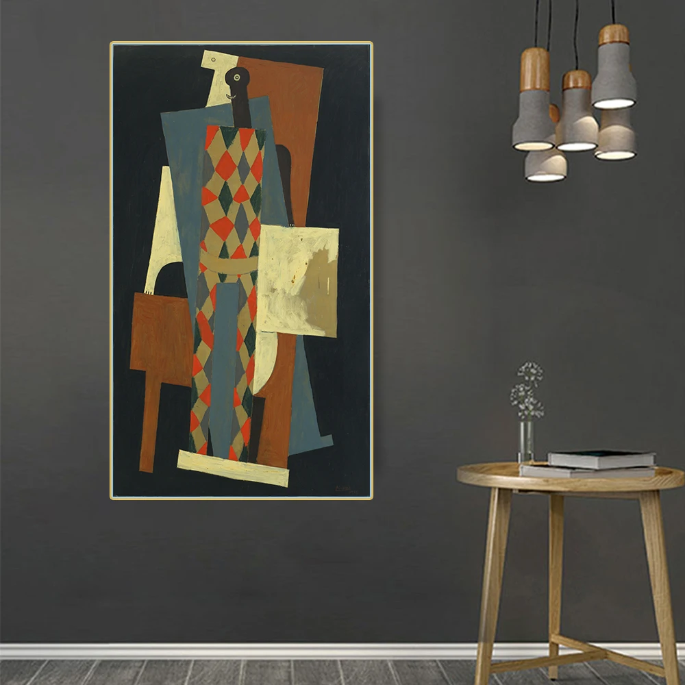 

Citon Pablo PicassoHarlequin,1915Canvas Art Oil Painting Artwork Poster Picture Modern Wall Decor Home Living room Decoration