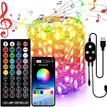 Christmas Light RGB Bluetooth Christmas Decorations USB Fairy Lights LED Light String IP65 Outdoor Garland Christmas Tree Decor