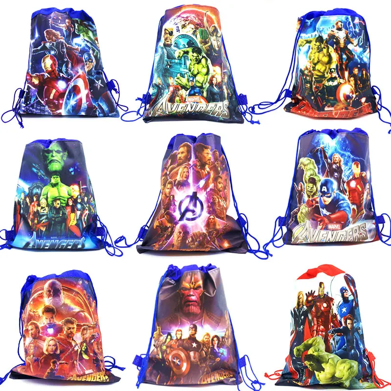 30 шт. AvengersParty сумки для детей дней рождения нетканый тканевый рюкзак детская дорожная школьная сумка Украшение шнурок подарочная сумка