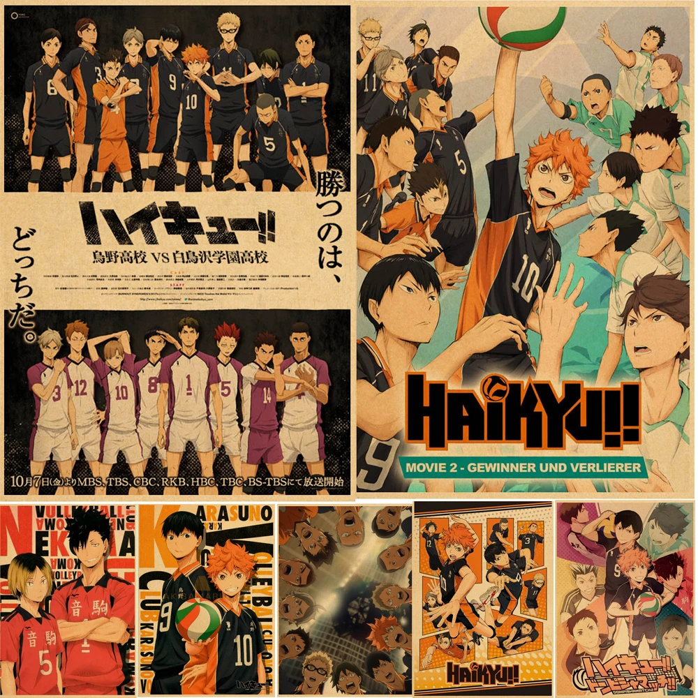 Anime Haikyuu Movie Posters Wall Art Retro Posters for Home Kawaii