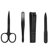 4Pcs/Set Multifunction Nail Clippers Set Stainless Steel Black Pedicure Scissor Tweezer Manicure Set Kit Nail Art Tools With Bag 2