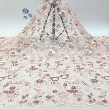 

Latest African Organza Lace Fabric 2020 High Quality Lace Beaded Sequins French Nigerian Lace Fabric For Wedding Party Dress