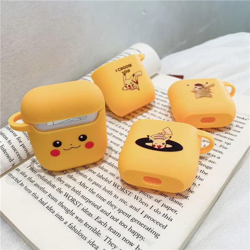 Pokemons Pikachue беспроводные bluetooth наушники чехол для Apple AirPods силиконовые наушники Чехлы для Airpods 2 защитный чехол