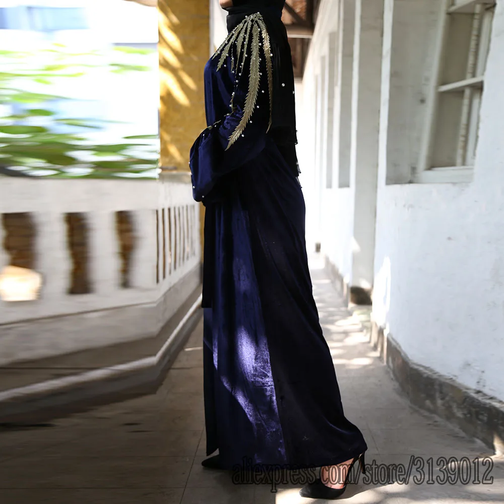 Хиджаб мусульманское платье для женщин Бархат абайя кимоно Terciopelo Mujer Дубай кардиган Саудовская турецкая исламская одежда кафтаны Niqab