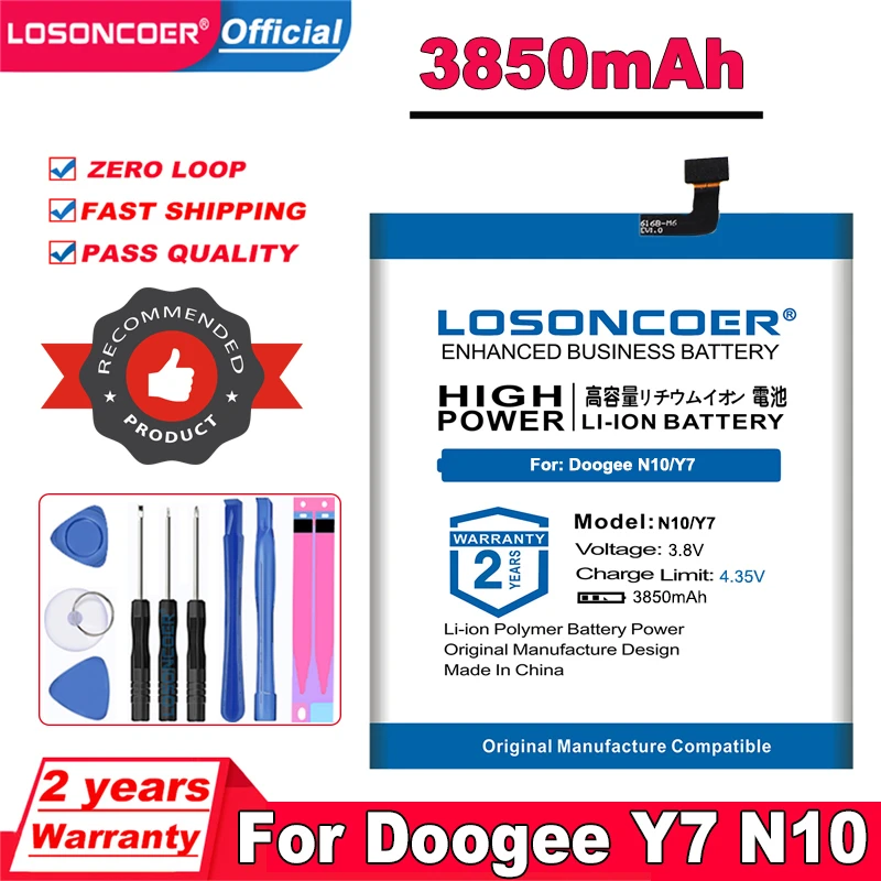 Аккумулятор 3850 мАч для Doogee Y7 BAT18763360 Сменный аккумулятор смартфона N10 + Бесплатные