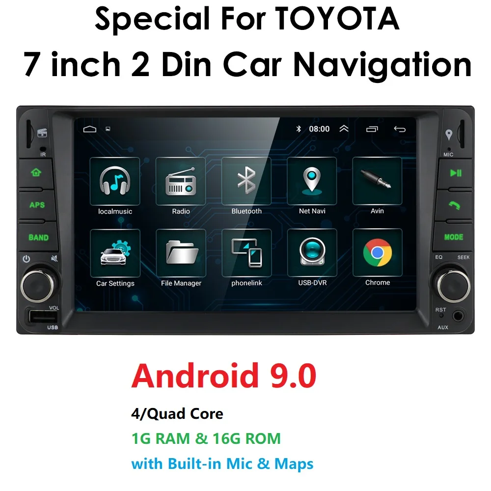 Автомобильный Android 9,0 мультимедиа для toyota corolla 2 Din универсальный автомобильный Радио с навигацией Bluetooth Wifi автомобильный стерео gps плеер