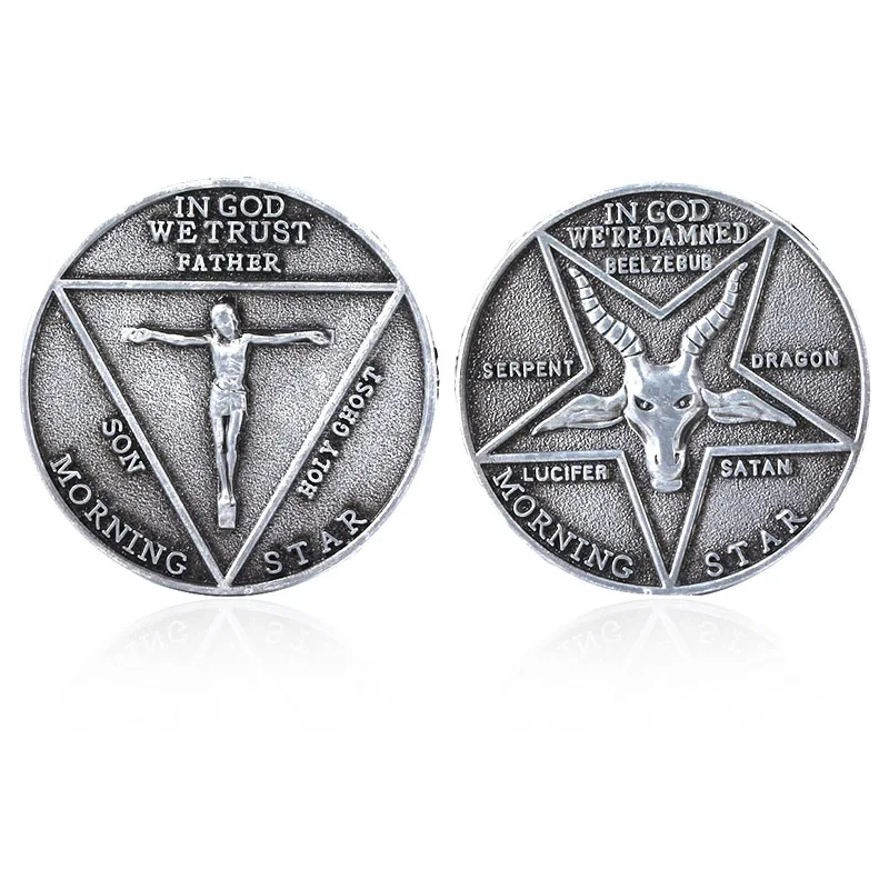 Lucifer Morningstar Satanic Pentecost Cosplay Coin Commemorative Coin Badge Halloween Metal Accessories Halloween Prop Coin sexy nun costume