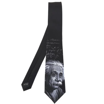 

Free shipping New Men's male fashion black Original design Einstein print tie banquet party 7CM tie adult birthday gift necktie