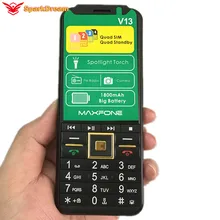 V13 botão de pressão do telefone móvel 2.8 polegada quad sim 4sim cartão bluetooth lanterna mp3 rádio câmera bighorn 4sim barato telefone celular