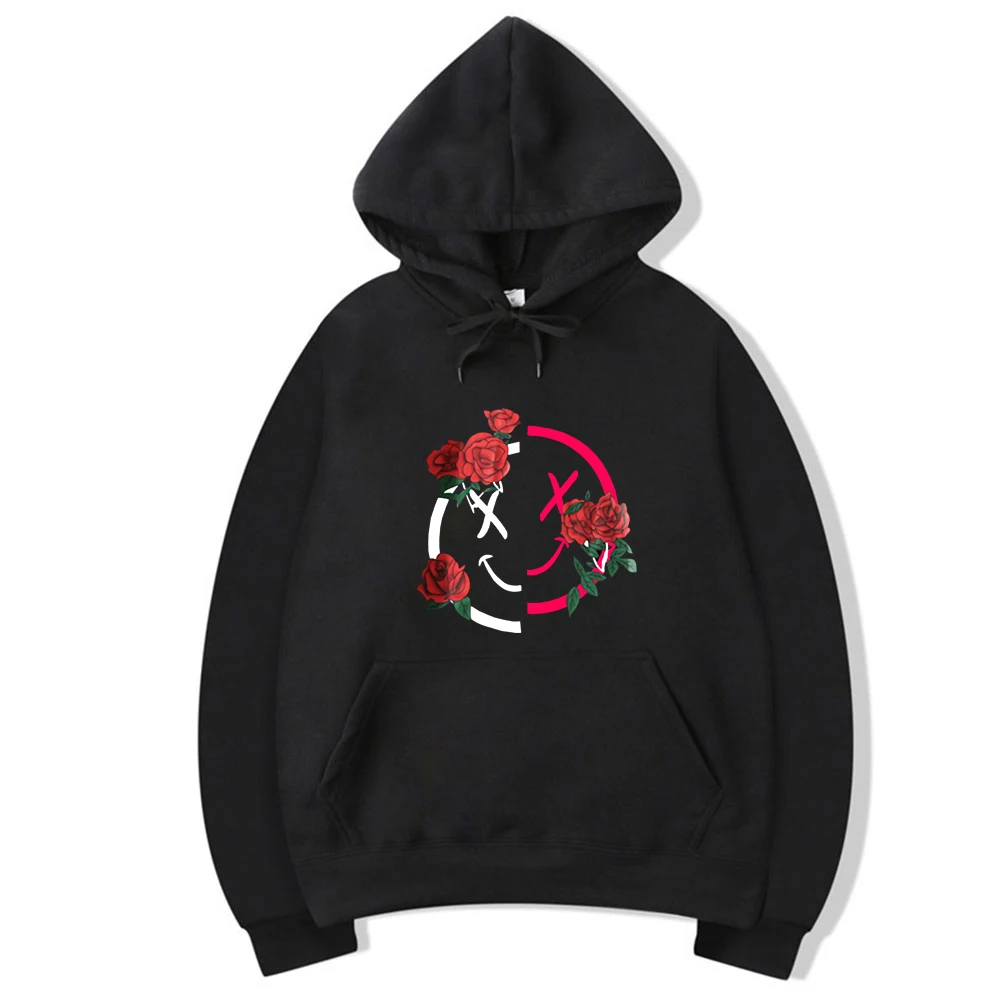 

Lil Peep Smiley Streetwear Hooded Hoodies Men Flower Printed Sweatshirt 2020 Summer Long Sleeve Lover Hip Hop Hoodie