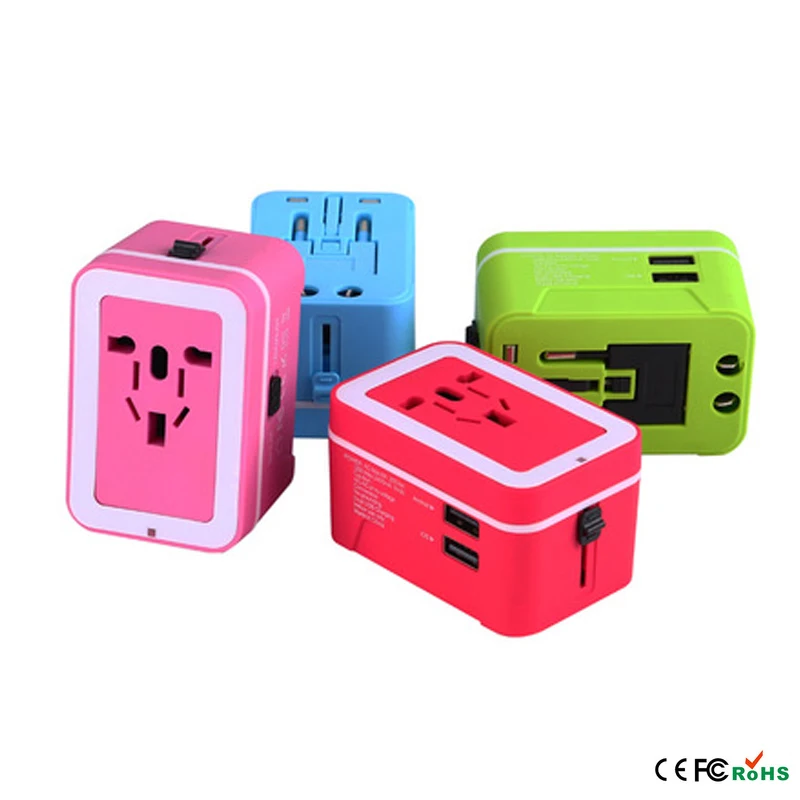 

Color Random 1PC Dual USB Port Travel Adapter Universal Adapter Plug Travel Power Socket Power Charger Converter