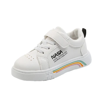 

CNFSNJ Toddler Fashion Pu Leather Shoe Children Breathable Trainer Baby Girl Casual Sport Kid White Sneaker size 26-30