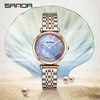 

Fashion Ladies Quartz Watch Simple Waterproof Starry Diamond Fritillary Dial Girl's Watch Steel Belt Watch Montre Femme