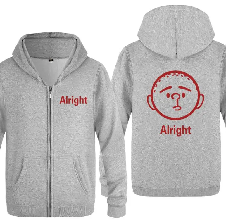 gray hoodie 15 Мужские толстовки на молнии с капюшоном Karl Pilkington Alright, забавная мужская толстовка с капюшоном в стиле хип-хоп, флисовая мужская куртка с длинным рукавом, толстовка, пальто для скейтборда - Цвет: gray hoodie 15