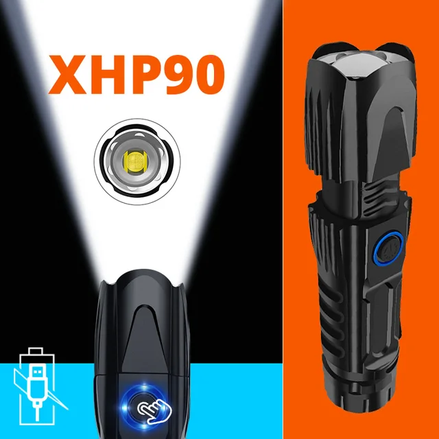 US $21.99 MINI Super Bright XHP90 Most Powerful Flashlight Rechargeable LED Hunting Hand Lamp USB Torch XHP70