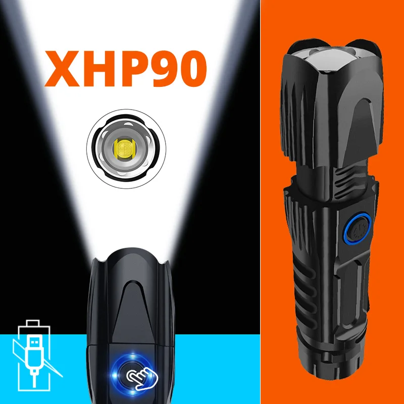 Baratos Super brillante linterna LED táctica Zoom ajustable 5 modos de iluminación Led antorcha uso batería recargable 18650
