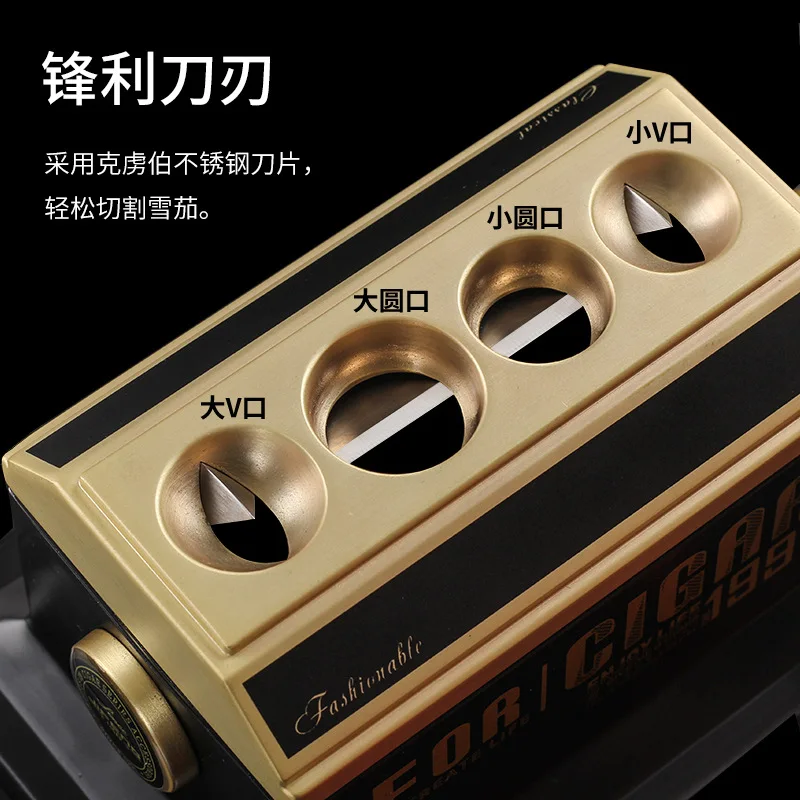 US $239.00 High Grade Stainless Steel Professional Tabletop Cigar Cutter with Gifts Box Guillotine Sharp Blade Scissors Smoking Accessories