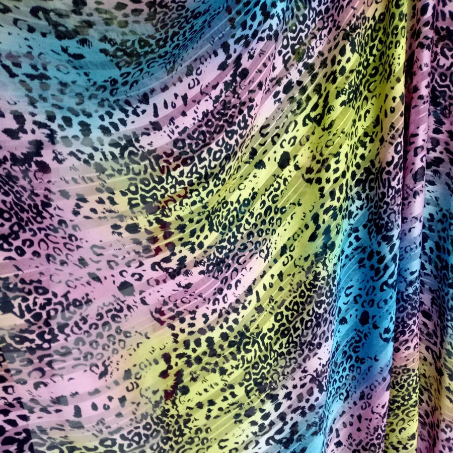 Блестящий шифон шелковистый перламутровый полосатый Леопардовый Принт Омбре ткань мягкая дышащая ремесло DIY платье Блузка ткань