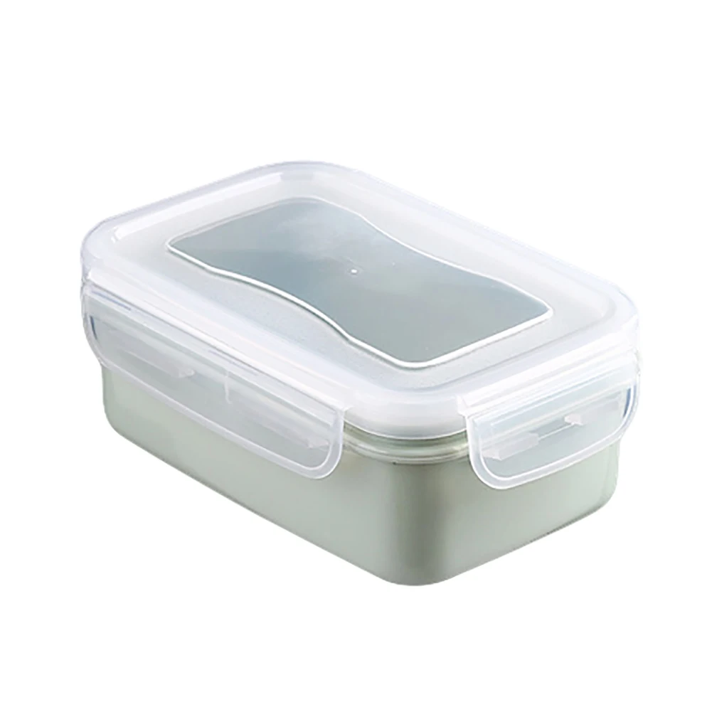 Круглая/прямоугольная коробка для ланча пластиковая Stoarge Box Контейнер для хранения еды контейнер для еды Bento Box кухонный Stoarge Органайзер - Цвет: Green Rectangle