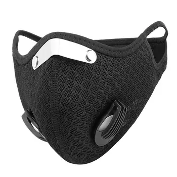 

Men/Women Activated Carbon Dust-proof Cycling Face Mask Double Valves PM2.5 Respirator Face Warmer With Magic Sticker