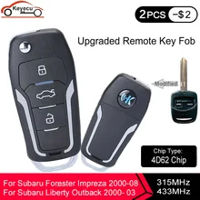 Keyecu yükseltilmiş çevirme uzaktan anahtar 315mhz veya 433mhz 4D62 çip Subaru Forester Liberty Outback Impreza 2000 2001 2002 2003-2008