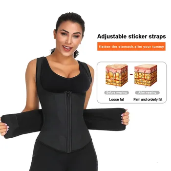 

S-3XL Shapewear Body Shaper Waist Trainer for Women Neoprene Shaper Weight Loss Tank Top Corset Belt with Pocket Slimming Strap