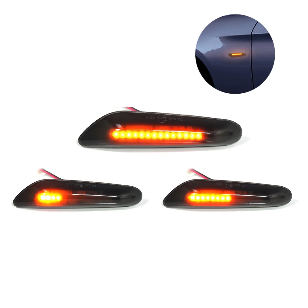 

2PCS Turn Signal Lights Smoke LED Side Marker Light For BMW E90 E91 E92 E93 E60 E87 E82 E46 Flowing Water Indicator