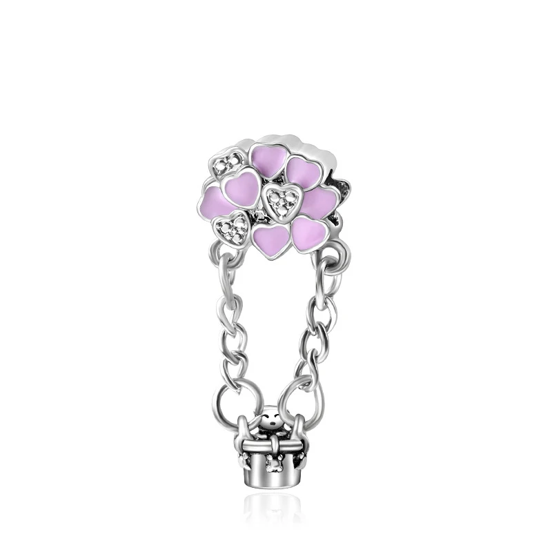 New Fashion Charm Original Pink Peach Blossom Butterfly Love Series Beads Suitable for Original Pandora Ladies Bracelet Jewelry 