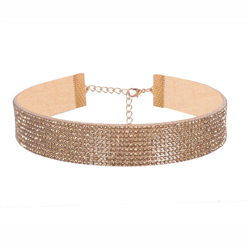 Fashion Charm Collar Fashion Jewelry Leather Velvet Full Shine Choker Necklace - Окраска металла: gold